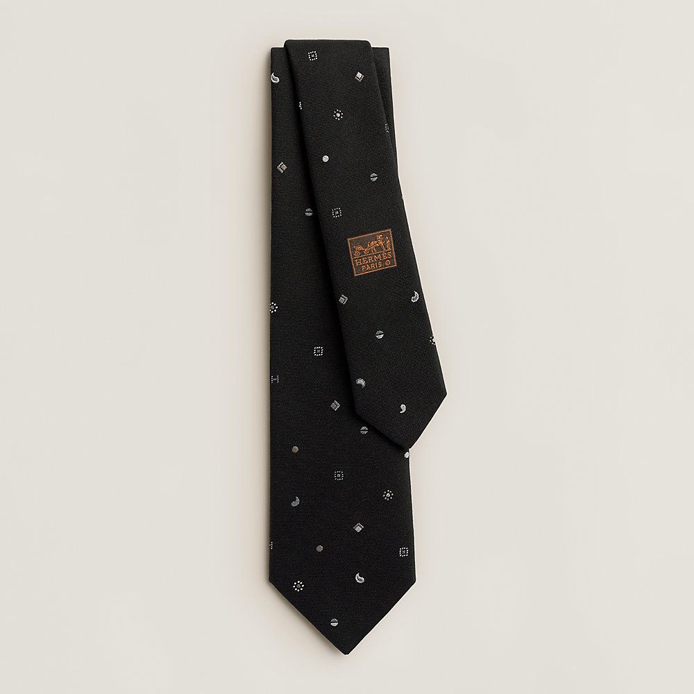 H Paisley tie - Black | Hermès USA